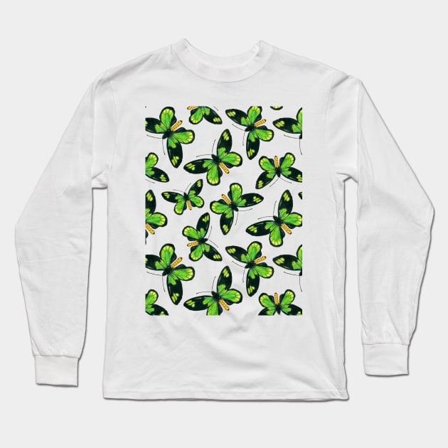 Queen Victoria' s birdwing butterfly pattern Long Sleeve T-Shirt by katerinamk